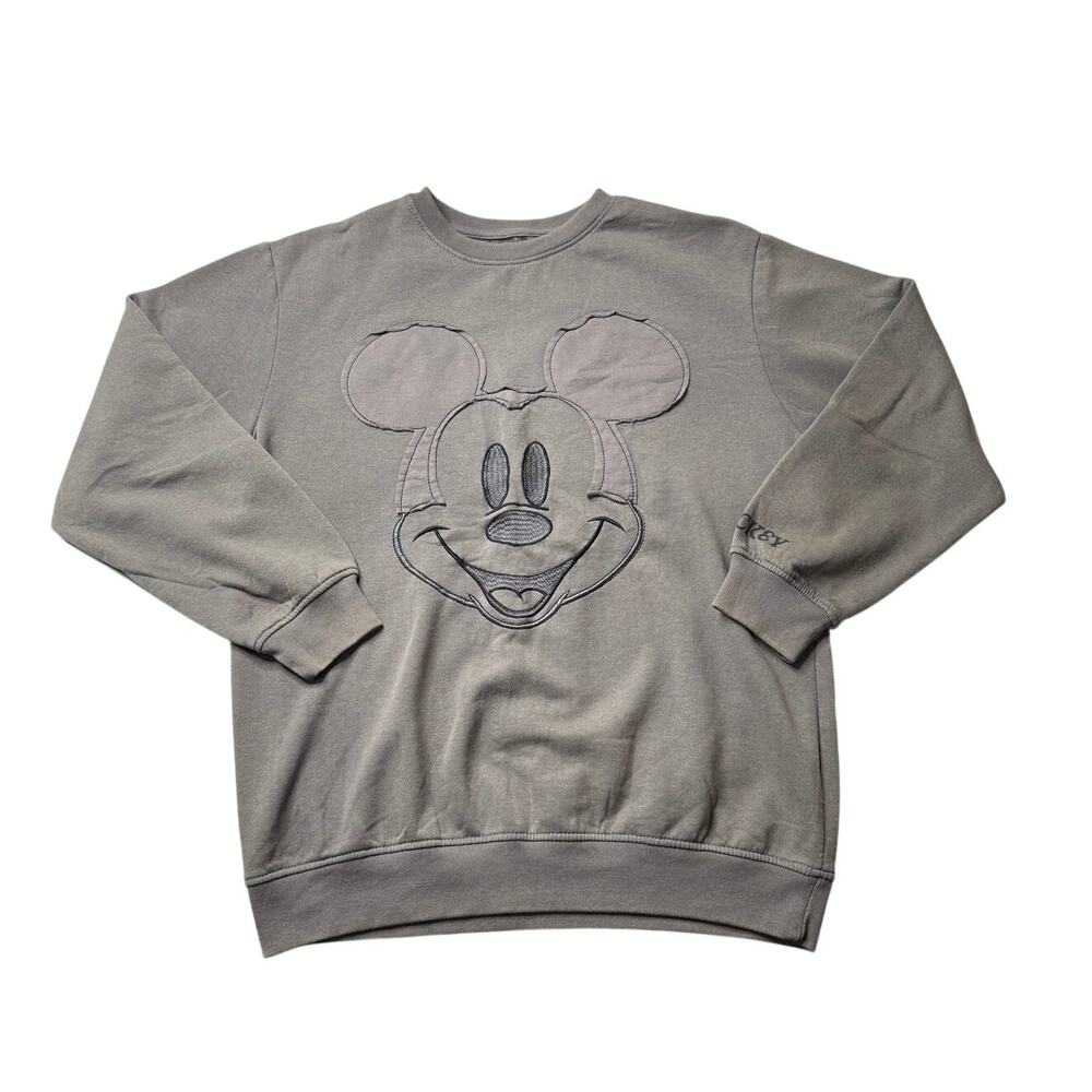 Disney Mickey Mouse Embroidered Gray Sweater Medium